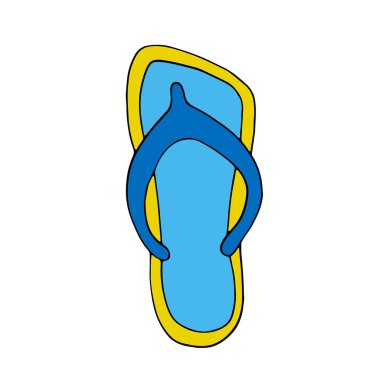 Renkli flip flop, yaz saati tatil öznitelik, Ayakkabı, terlik, kroki tarzı. Beyaz arka plan üzerinde izole. Elle çizilmiş