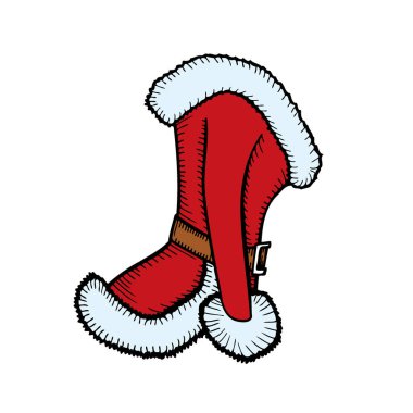 Santa giysi üzerinde beyaz izole kadın Noel kostümü çizimi