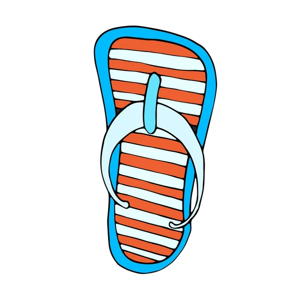 Chanclas Coloridas Atributo Vacaciones Verano Zapatos Zapatillas Estilo Boceto Aislado — Archivo Imágenes Vectoriales