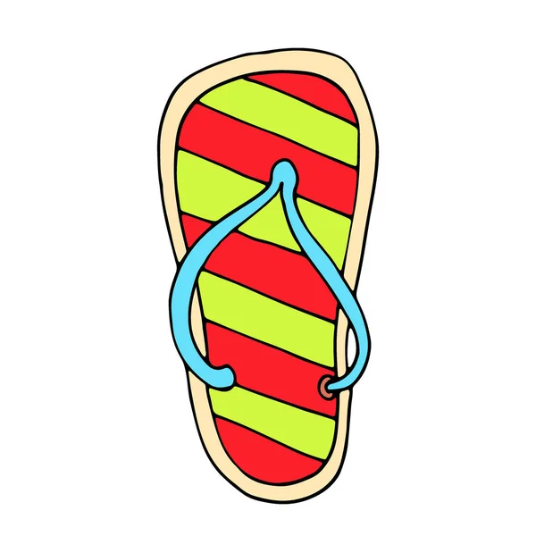 Chanclas Coloridas Atributo Vacaciones Verano Zapatos Zapatillas Estilo Boceto Aislado — Archivo Imágenes Vectoriales