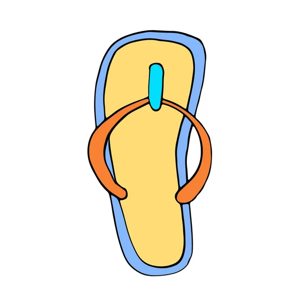 Chanclas Coloridas Atributo Vacaciones Verano Zapatos Zapatillas Estilo Boceto Aislado — Archivo Imágenes Vectoriales