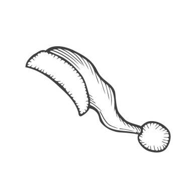 Noel Baba şapkası çizilmiş kroki ver. Mürekkep santa şapka veya uyku kap doodle