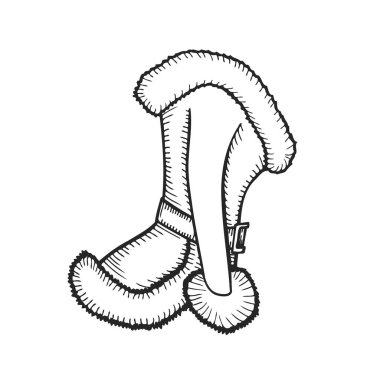 Santa giysi üzerinde beyaz izole kadın Noel kostümü çizimi