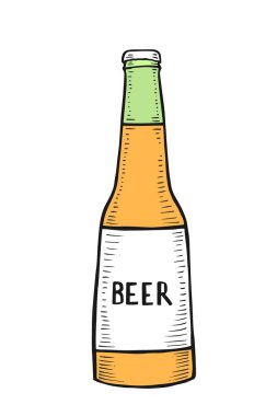 Şişe bira üzerinde beyaz izole vektör çizim