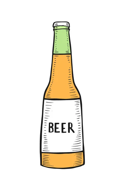 Botella Cerveza Ilustración Vectorial Aislada Blanco — Vector de stock