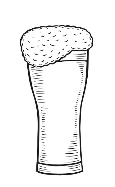 Glas Bier Vektorabbildung Auf Weiß Isoliert — Stockvektor
