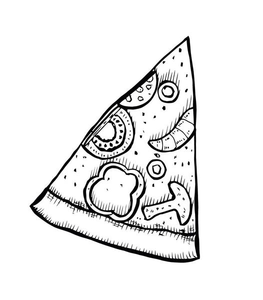 Pizza Ręcznie Rysowane Ilustracji Wektorowych Plasterki Pizzy Kawałkach Narożników Szablon — Wektor stockowy