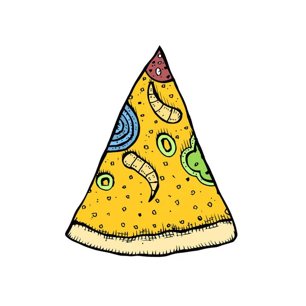 Pizza Hand Getekend Vectorillustratie Pizza Slices Stukken Van Hoeken Ontwerpsjabloon — Stockvector