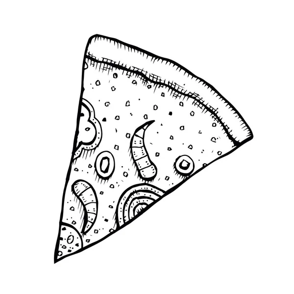 Pizza Hand Getekend Vectorillustratie Pizza Slices Stukken Van Hoeken Ontwerpsjabloon — Stockvector