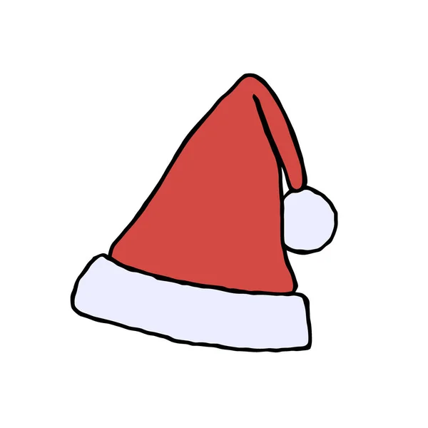 Chapeau Père Noël Rouge Avec Pompon Pelucheux Fourrure Isolé Sur — Image vectorielle