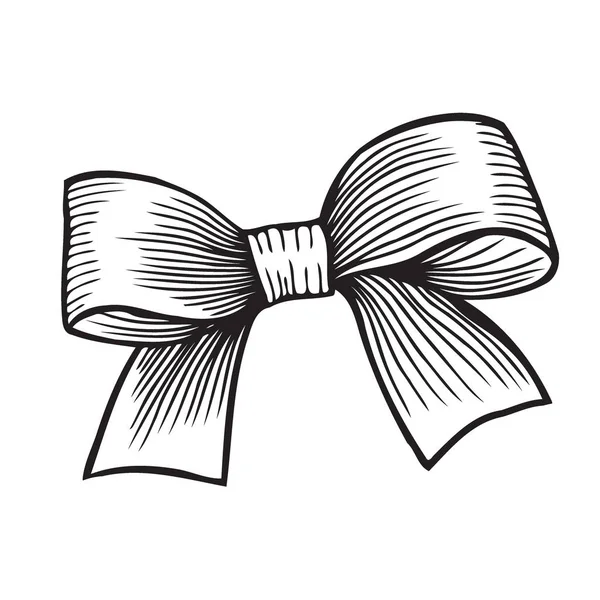 Bow Sketch Con Cinta Aislada Elemento Decorativo Vintage Dibujado Mano — Vector de stock