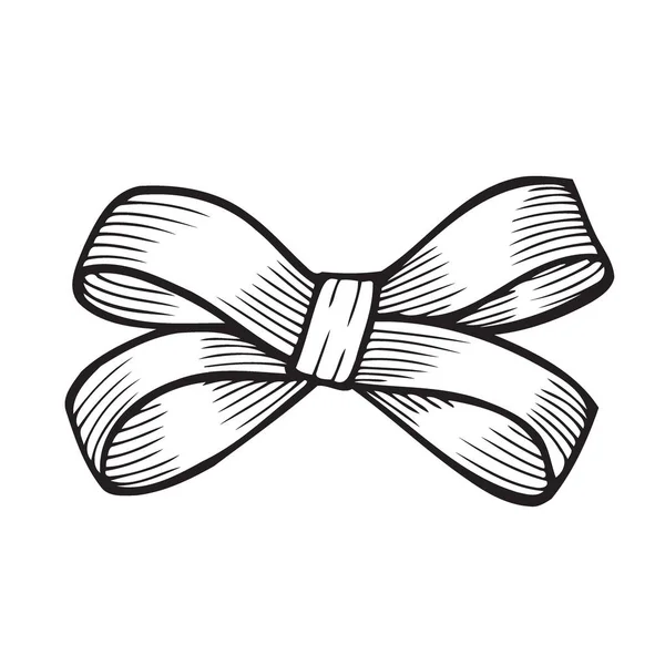 Bow Sketch Con Cinta Aislada Elemento Decorativo Vintage Dibujado Mano — Vector de stock