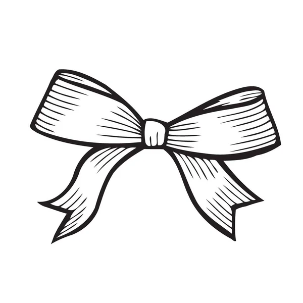 Bow Sketch Con Cinta Aislada Elemento Decorativo Vintage Dibujado Mano — Archivo Imágenes Vectoriales