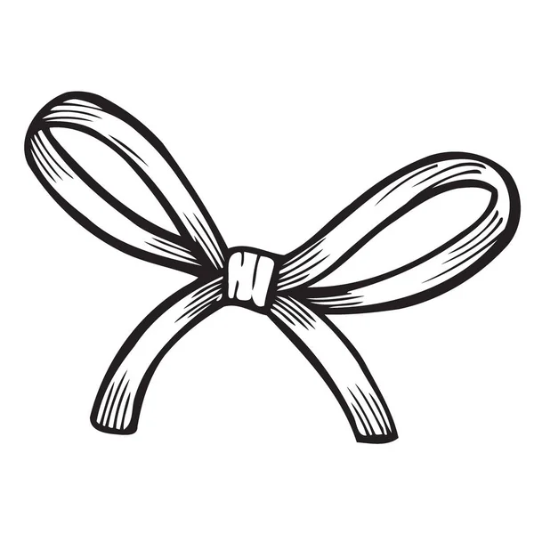 Bow Sketch Con Cinta Aislada Elemento Decorativo Vintage Dibujado Mano — Archivo Imágenes Vectoriales