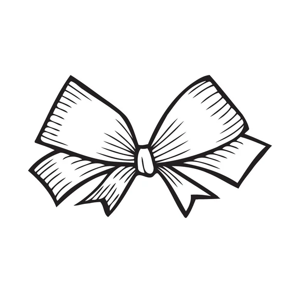 Bow Sketch Con Cinta Aislada Elemento Decorativo Vintage Dibujado Mano — Vector de stock