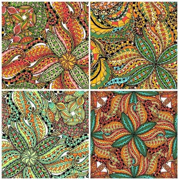 Azulejos Padrão Floral Sem Costura Ilustração Vetorial Textura Desenhada Mão —  Vetores de Stock