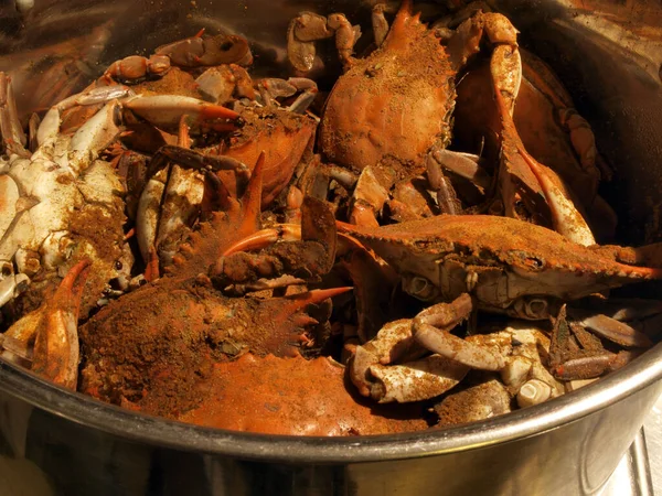 Photo Cooked Blue Crabs Pot Chesapeake Bay Maryland — Stock Photo, Image