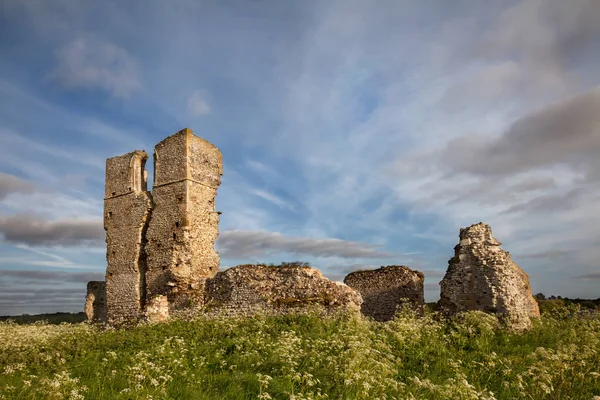 Ancient ruined church of St. James with beautiful sky located in Norfolk. Bawsey church buit in 1130 AD in the Norman period.