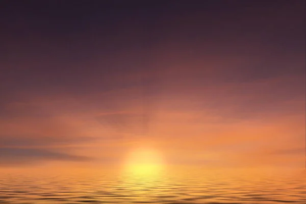 Sonnenuntergang Auf See Mit Nur Den Meereswellen Und Orange Und — Stockfoto