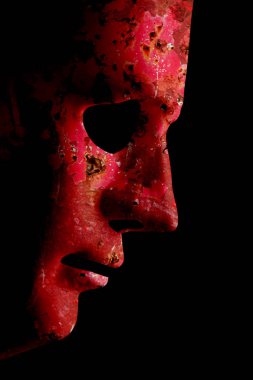 AI robot yüz profili kapatmak paslı kırmızı