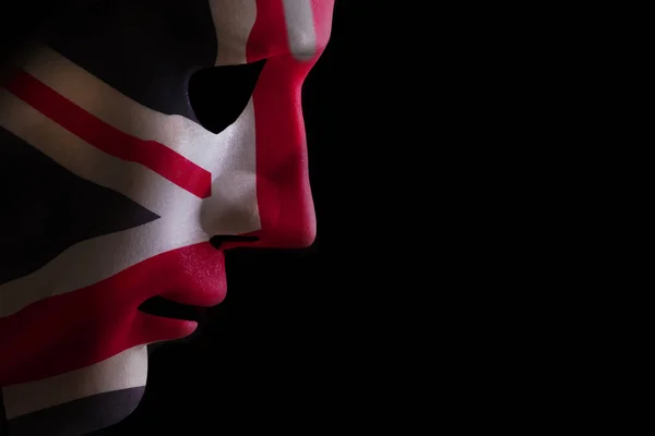 Masque visage drapeau Jack Union sur noir — Photo