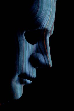 AI robotik yüz profili kontur hatları ile yakın