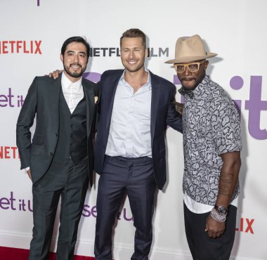 New York, Ny, Amerika Birleşik Devletleri - 12 Haziran 2018: Yapımcı Justin Nappi aktörler Glen Powell ve Taye Diggs ayarla It Up Amc Loews Lincoln Meydanı'nda Netflix filmin New York özel tarama katılmak 