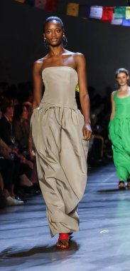 New York, Ny, Amerika Birleşik Devletleri - 9 Eylül 2018: Bir model yürür pist Prabal Gurung ilkbahar/yaz 2019 pist gösterinin bahar Studios, Manhattan, New York moda haftası için