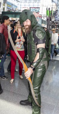 New York, Ny, Amerika Birleşik Devletleri - 5 Ekim 2018: Comic Con katılımcı pozlar Comic Con 2018, Jacob K. Javits Convention Center New York'ta sırasında kostüm. 