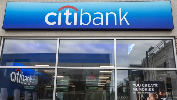 Nova York Dezembro 2018 Exterior Prédio Filial Citibank Com Logotipo — Fotografia de Stock