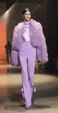 New York, Ny, Amerika Birleşik Devletleri - 8 Şubat 2019: Bir model yürür pist Cushnie sonbahar/kış 2019 koleksiyonu bahar Studios, Manhattan, New York moda sırasında için