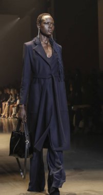 New York, Ny, Amerika Birleşik Devletleri - 8 Şubat 2019: Bir model yürür pist Cushnie sonbahar/kış 2019 koleksiyonu bahar Studios, Manhattan, New York moda sırasında için