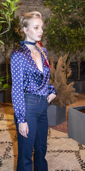 New York Usa February 2019 Model Shows Dress Lagence Fw19 — Stock Photo, Image