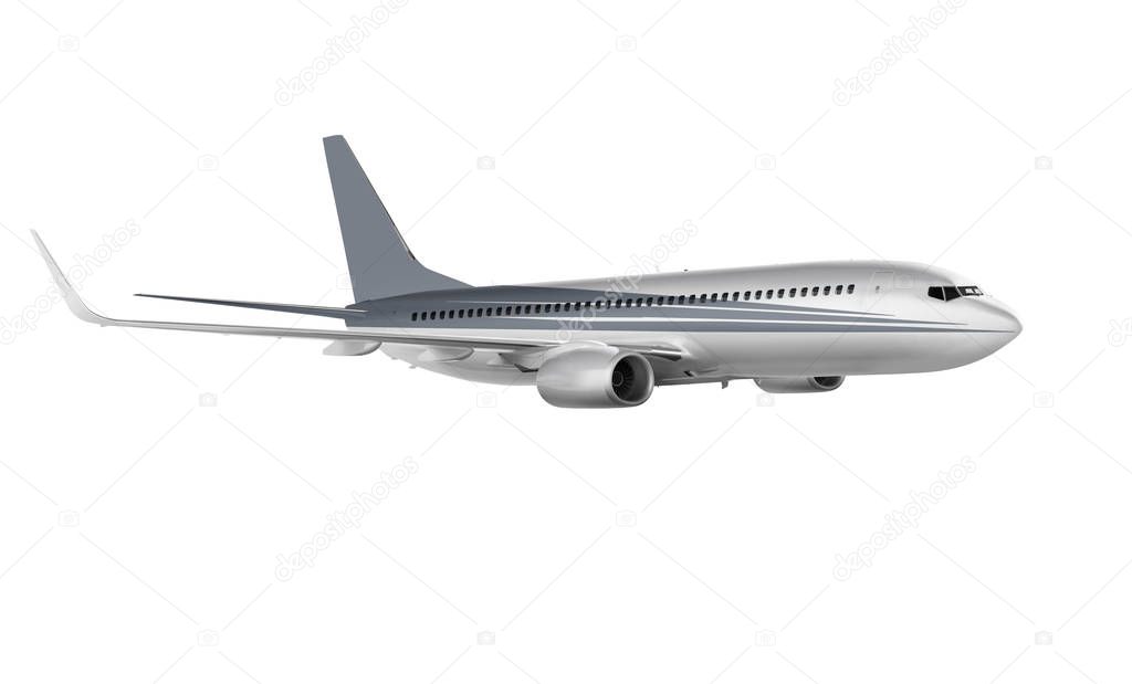 commercial airplane isolated on white background
