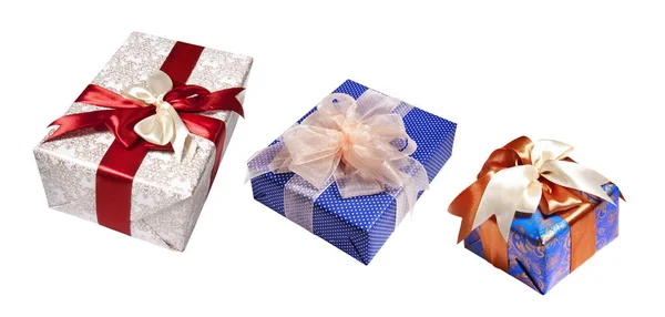 Gifts Packing Tied Ribbon Isolated White Background — Stock Photo, Image