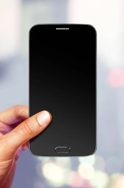 Пользователь Держит Руках Черное Мобильное Устройство Которое Показывает Экране Батарея — стоковое фото