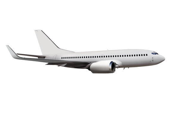 commercial airplane isolated on white background
