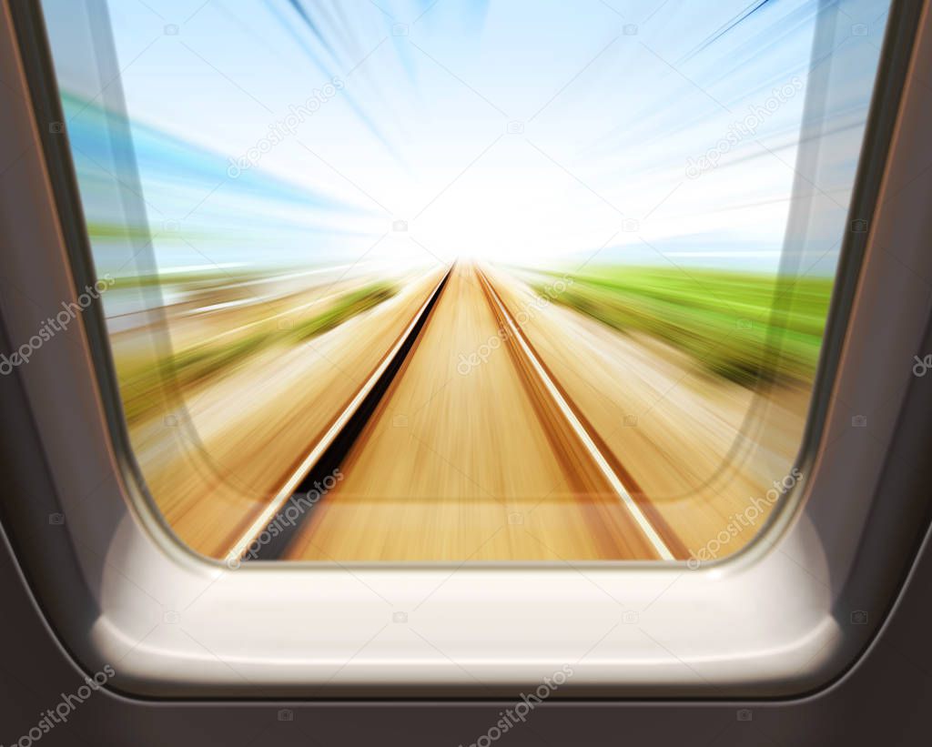 window of high speed train - motion blur