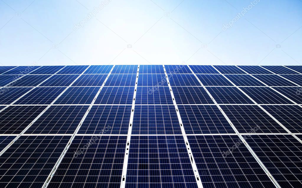 Renewable, alternative solar energy, sun-power plant 
