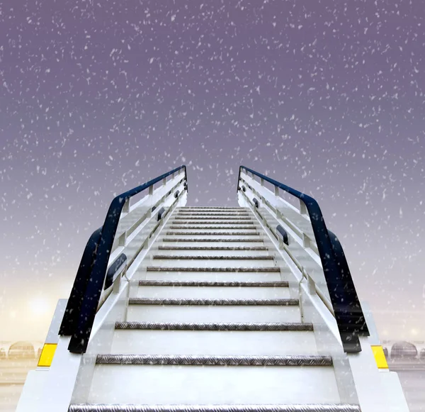 Frontal View White Ramp Airport Winter — Stock Photo, Image