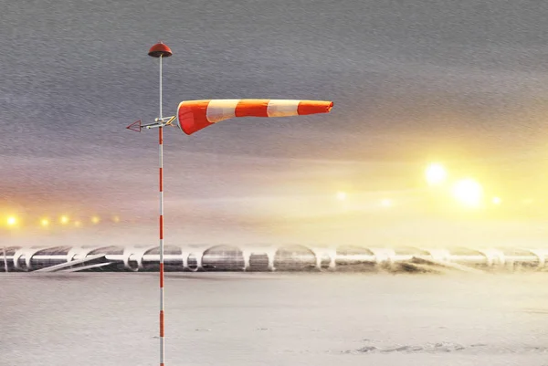 Meteorology Windsock Inflated Wind Airport Flying Night — Stock Photo, Image
