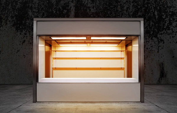 small store on street at night time