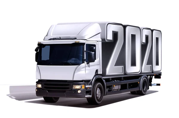 3d illustration of truck delivers 2020 — Stock Photo, Image