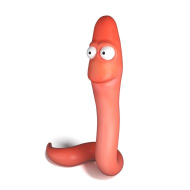 Beyaz arka plan üzerinde izole pembe solucan.
