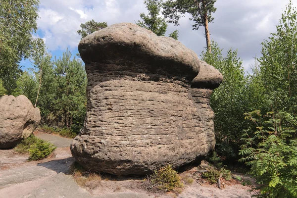 Rock mushrooms - bizarre rock formations, Broumov Walls — Stock Photo, Image
