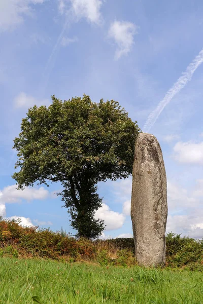 Menhir Kergornec Megalitiskt Monument Nära Byn Saint Gilles Pligeaux Departementet — Stockfoto