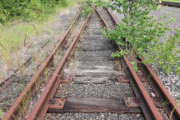 Τέλος Της Παλιάς Σιδηροδρομικής Γραμμής Τυφλή Τροχιά — Φωτογραφία Αρχείου