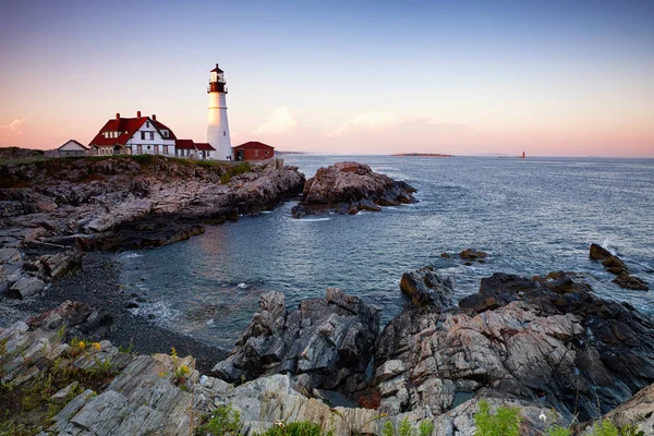 Portland Head Lighthouse Alkonyatkor Cale Elizabeth Maine Amerikai Egyesült Államok — Stock Fotó