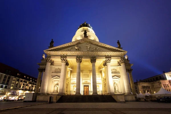 French Cathedral Beautifully Highlighted Night Gendarmenmarkt Berlin — Stock Photo, Image