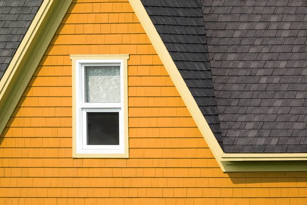 Detalhe Fachada Típica Casa Madeira Iles Madeleine Canadá — Fotografia de Stock